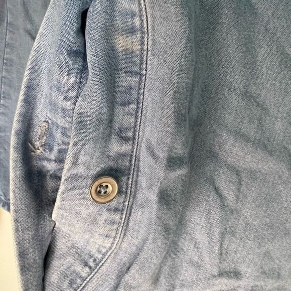 Laundry By Shelli Segal Blue Poet Sleeve Button Down Denim Shirt - Picture 8 of 10